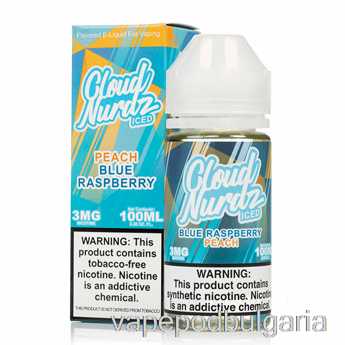 Vape 10000 Дръпки Iced Peach Blue Raspberry - Cloud Nurdz - 100ml 6mg